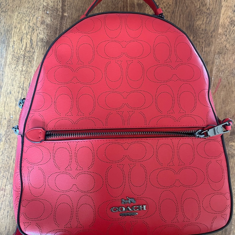 Coach Jordyn Perforated Signature Backpack in color Miami Red, Style #2322.